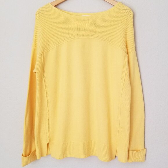 J. Jill Women's S Ribbed-Detail Pullover Sweater Dark Daffodil Yellow Slits $89 - Picture 13 of 16